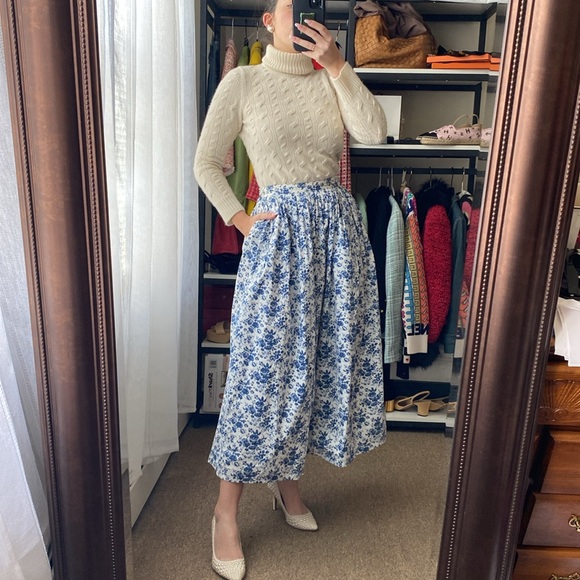Vintage cotton floral midi/maxi skirt size S - Picture 1 of 12